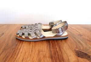 JIL SANDER NAVY Silver Metallic Leather Ankle Wrap Fisherman Sandals SSENSE 37 7